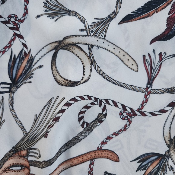 Zara Basic Collection Rope Belt Tassels Print Top Blouse XS Extra Small - Picture 5 of 5